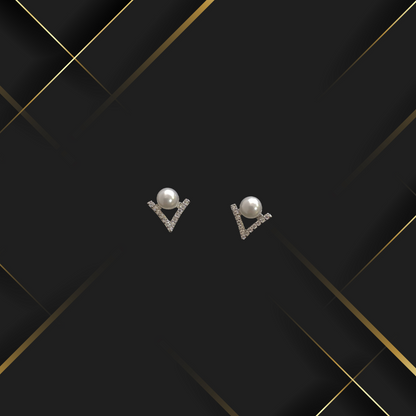 Small V-Shaped Pearl Earrings for Girls