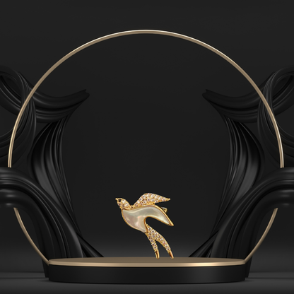 Bird Brooch for Women with MOP Wings