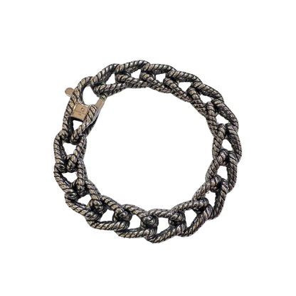 Rope Chain Oxidized Stainless Steel Bracelet for Men & Boy – Vintage Textured Cuban Link Design