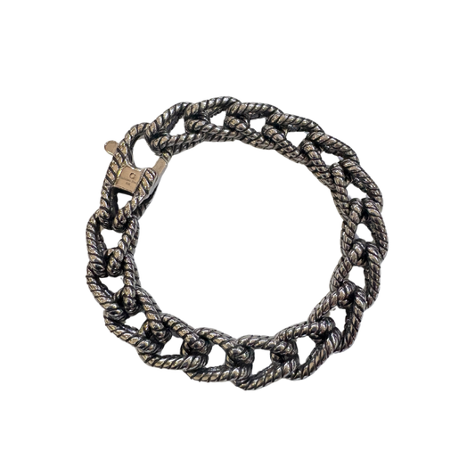 Rope Chain Oxidized Stainless Steel Bracelet for Men & Boy – Vintage Textured Cuban Link Design