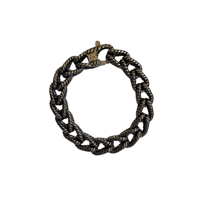 Rope Chain Oxidized Stainless Steel Bracelet for Men & Boy – Vintage Textured Cuban Link Design