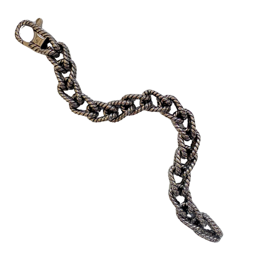 Rope Chain Oxidized Stainless Steel Bracelet for Men & Boy – Vintage Textured Cuban Link Design