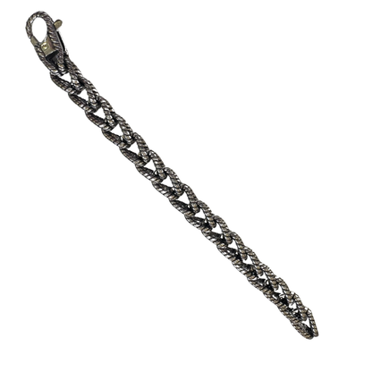 Rope Chain Oxidized Stainless Steel Bracelet for Men & Boy – Vintage Textured Cuban Link Design