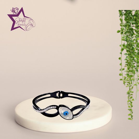 Black Evil Eye Cuff Bracelet