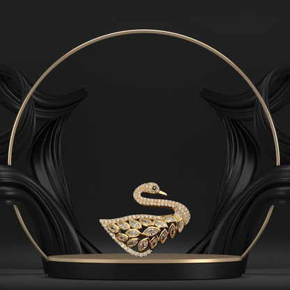 Golden Swarovski Swan Inspired Brooch for Women