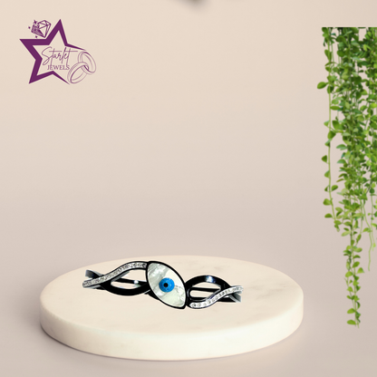 Black Evil Eye Cuff Bracelet