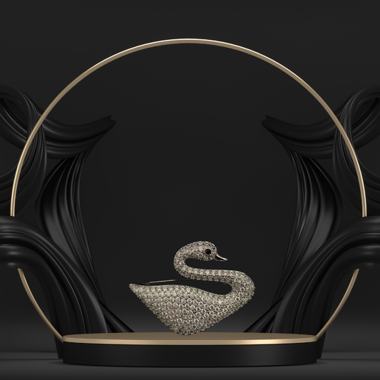 Swarovski-Inspired Swan Brooch for Women
