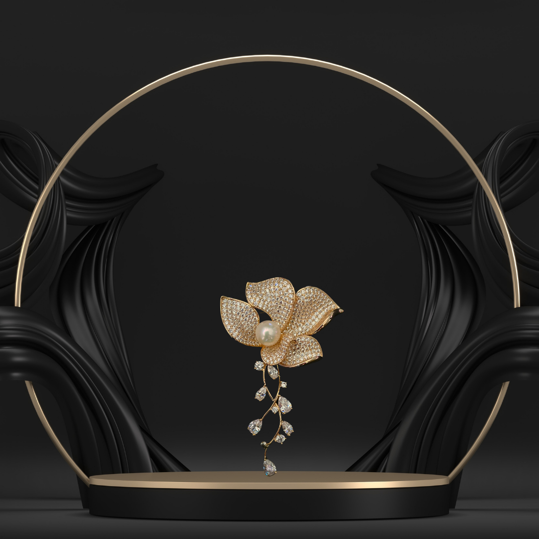 Bold Flower Pearl Brooch for Women