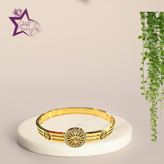 Golden Evil Eye & Hamsa hand Cuff Bracelet