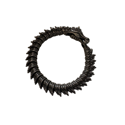 Fierce Black Dragon Pure Titanium Steel | Gothic Ouroboros Design Bracelet