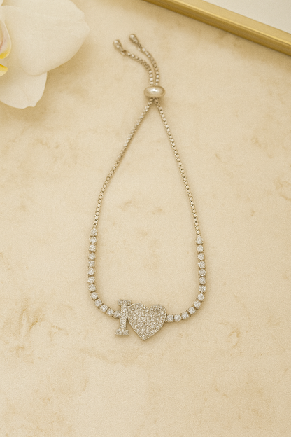 I Love You Heart Charm Romantic Adjustable Bracelet