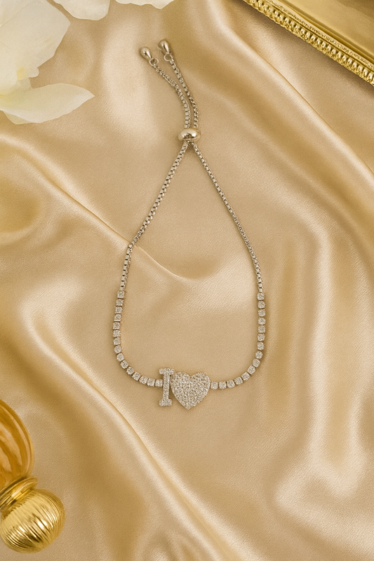 I Love You Heart Charm Romantic Adjustable Bracelet