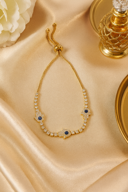 Royal Sparkle With Blue Stone Adjustable Bracelet