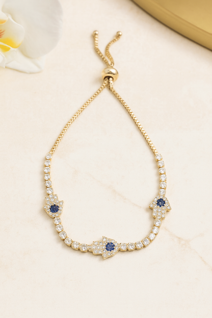 Royal Sparkle With Blue Stone Adjustable Bracelet
