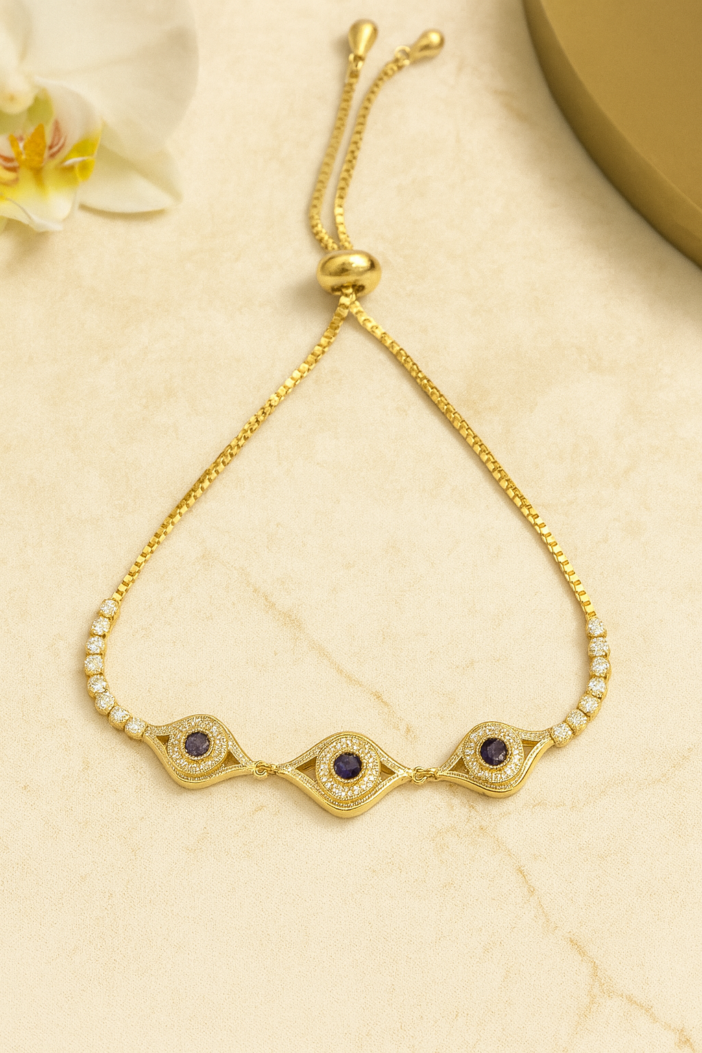Luxury Gold Evil Eye Shaped Adjustable Bracelet