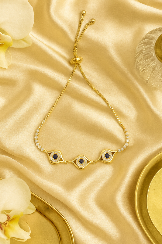 Luxury Gold Evil Eye Shaped Adjustable Bracelet
