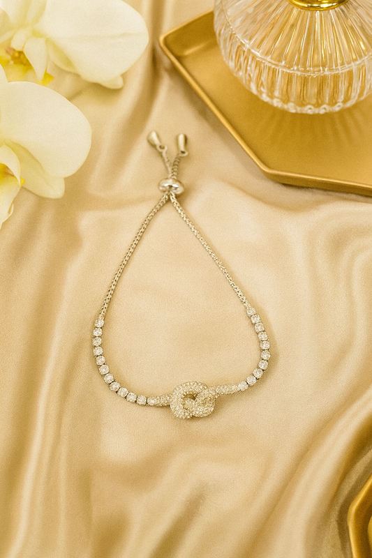 Elegant Knot Adjustable Bracelet With Dazzling Stones