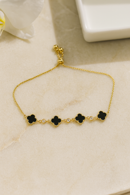 Elegant Four-Leaf Clover Adjustable Bracelet