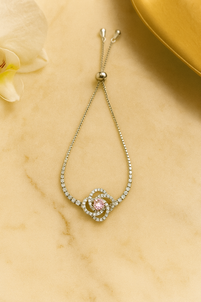 Luxury Adjustable Bracelet with Sparkling Crystal Centerpiece