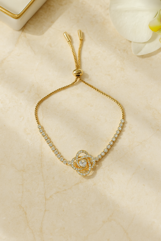 Luxury Adjustable Bracelet with Sparkling Crystal Centerpiece