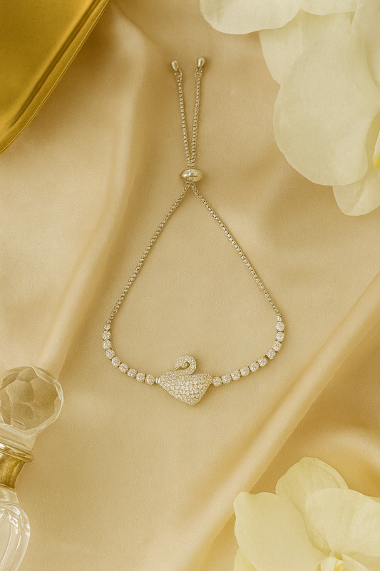 Swan-inspired Swarovski-Style Adjustable Bracelet