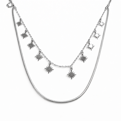 Silver Necklace with Starburst Charms