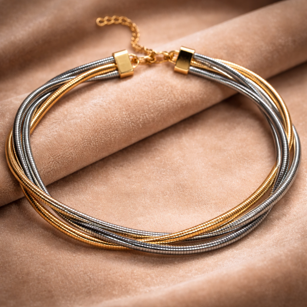 Elegant Triple-Toned Twisted Necklace