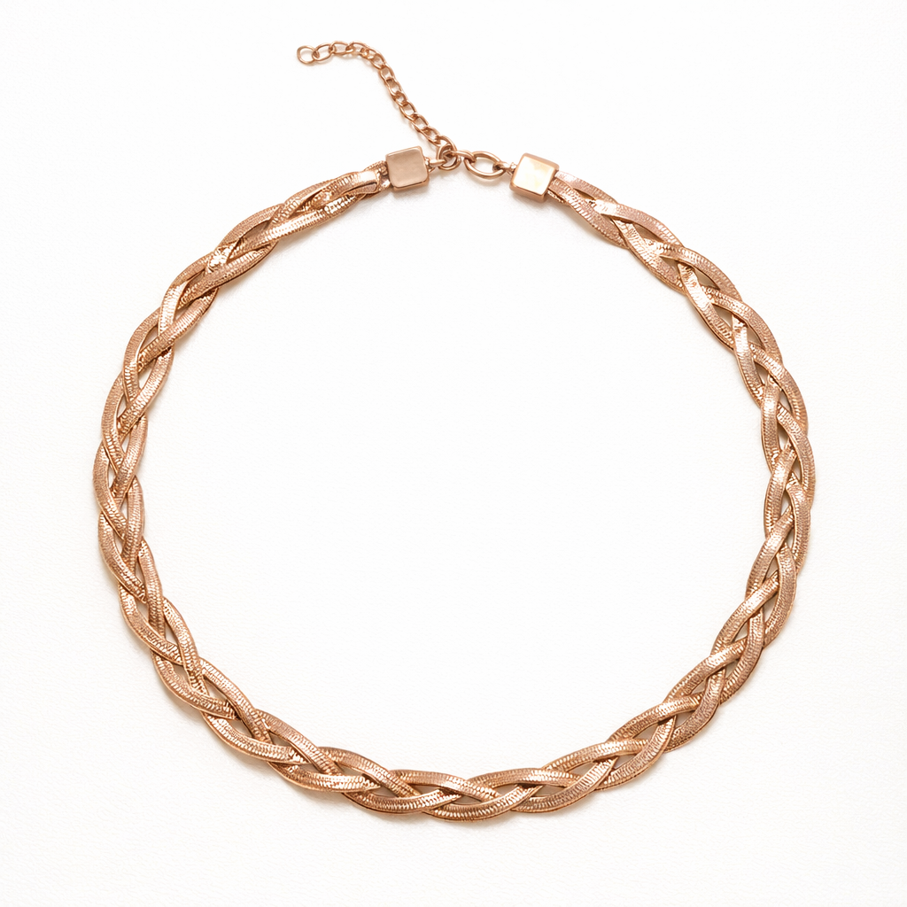 Rose Gold Braided Chain Necklace