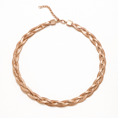 Rose Gold Braided Chain Necklace