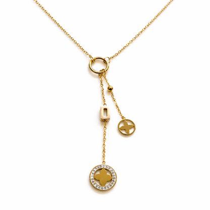 Elegant Gold Y-Necklace with Charms