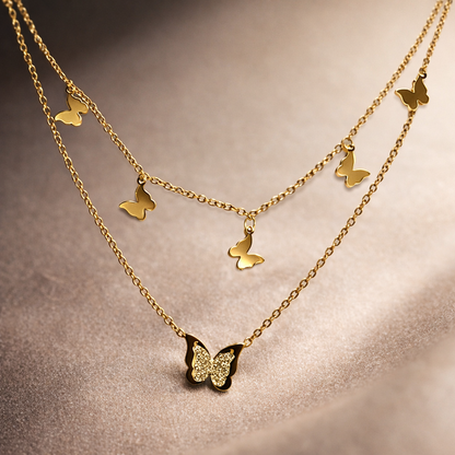 Elegant Gold Butterfly Necklace with AD (American Diamond)