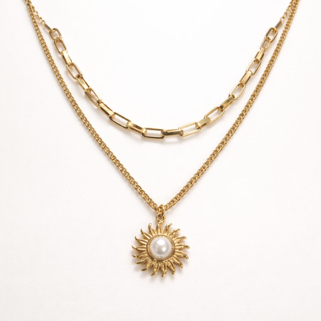 Elegant Necklace with Sunburst Pendant