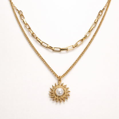 Elegant Necklace with Sunburst Pendant