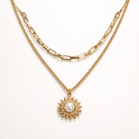 Elegant Necklace with Sunburst Pendant