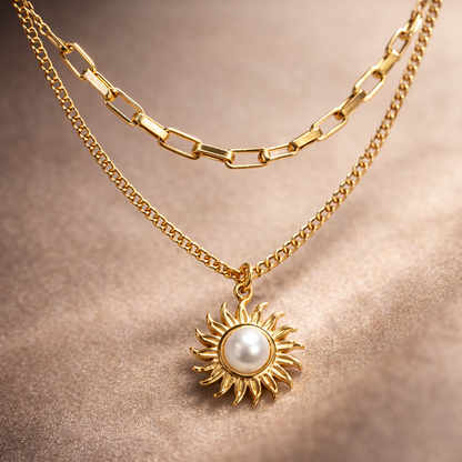 Elegant Necklace with Sunburst Pendant