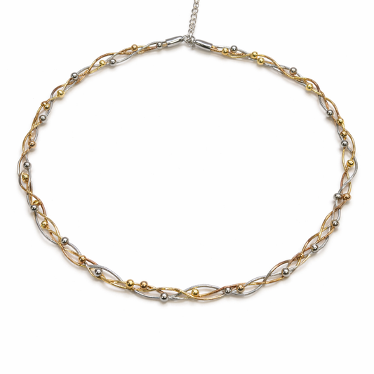Elegant Two-Tone Twisted Rope Necklace