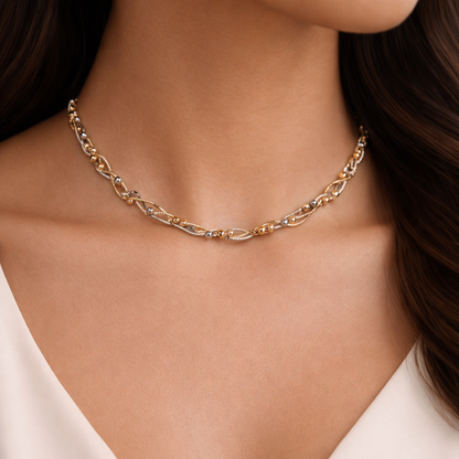 Elegant Two-Tone Twisted Rope Necklace