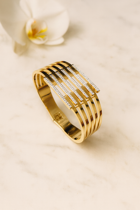 Heavy & Bold AD Studded Handcuff Bracelet