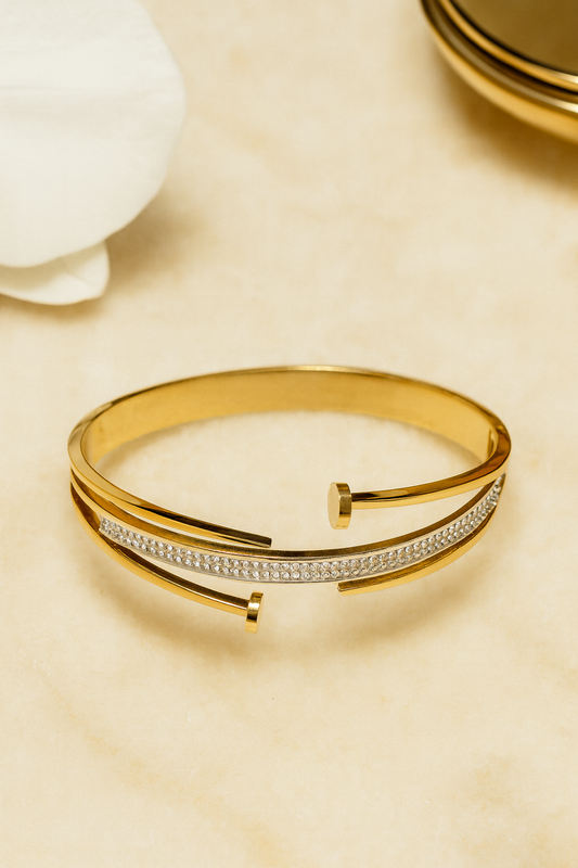 Cartier-Inspired Double Nail Handcuff Bracelet