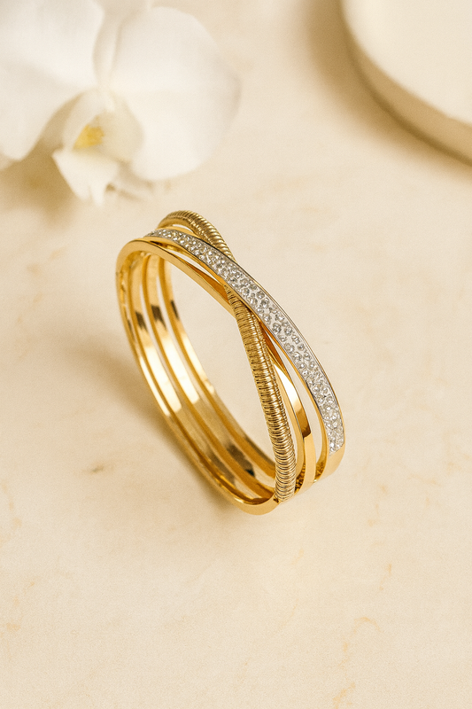 Multi-Layered AD-Studded Handcuff Bracelet