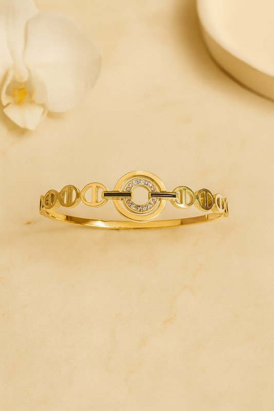 Gold Plated Circular Crystal Accents Bracelet