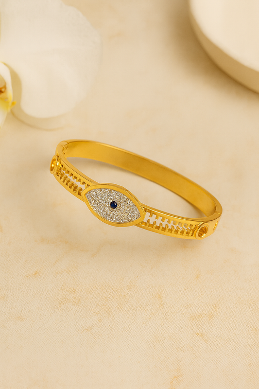 Evil Eye Design Handcuff Bracelet