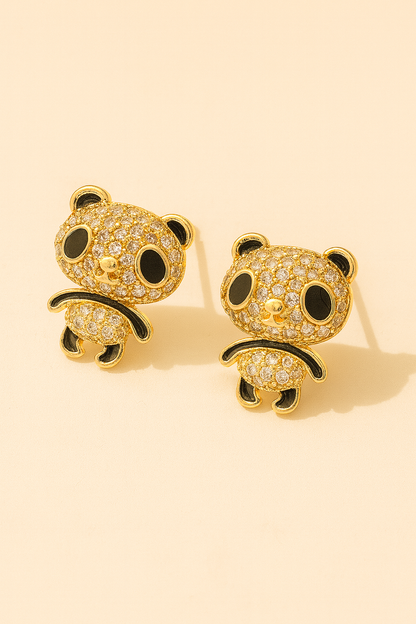 Cute Panda Stud Earrings | Gold-Plated Animal Design Earrings for Girls & Women