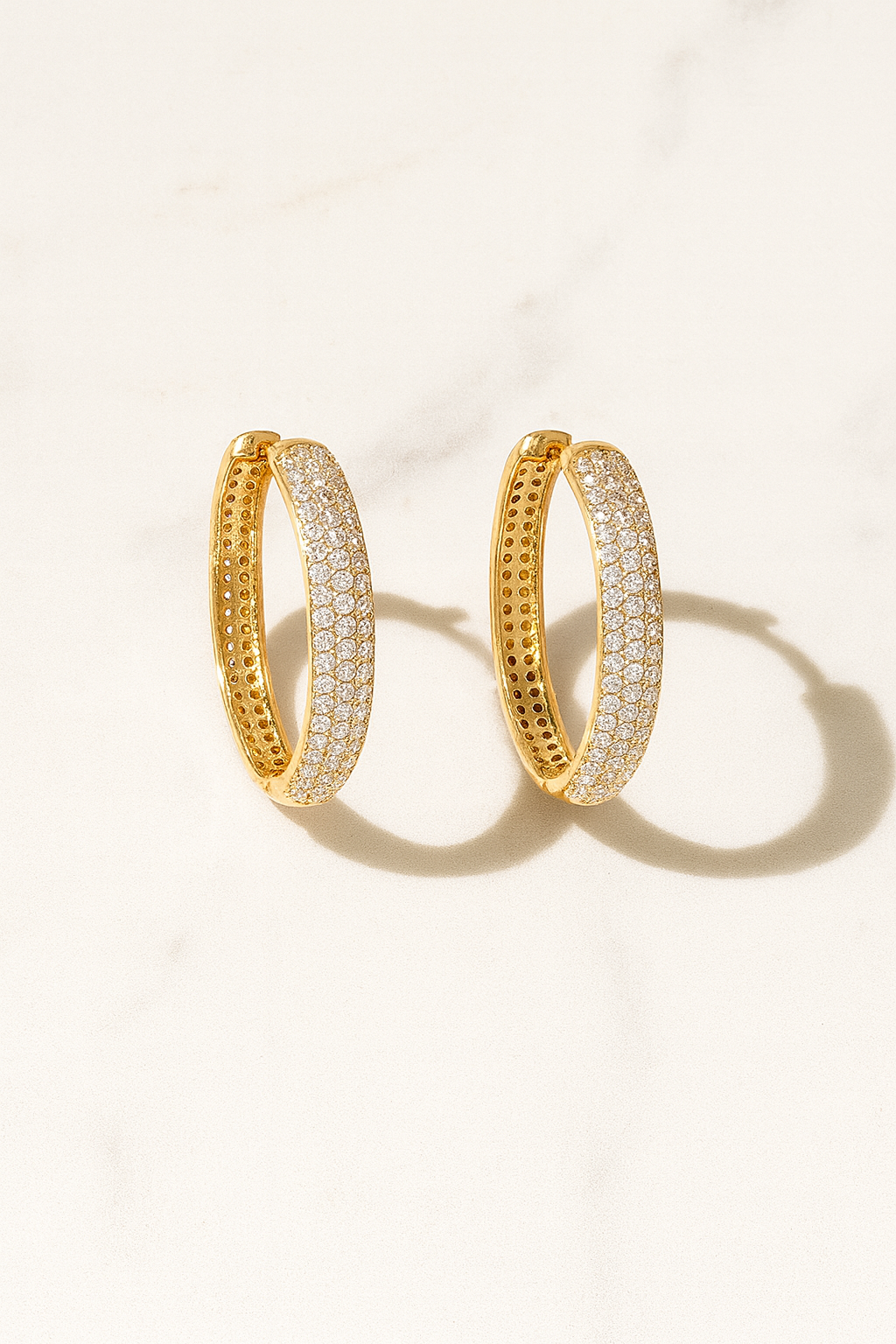 Gold Plated American Diamond Hoop Earrings for Women
