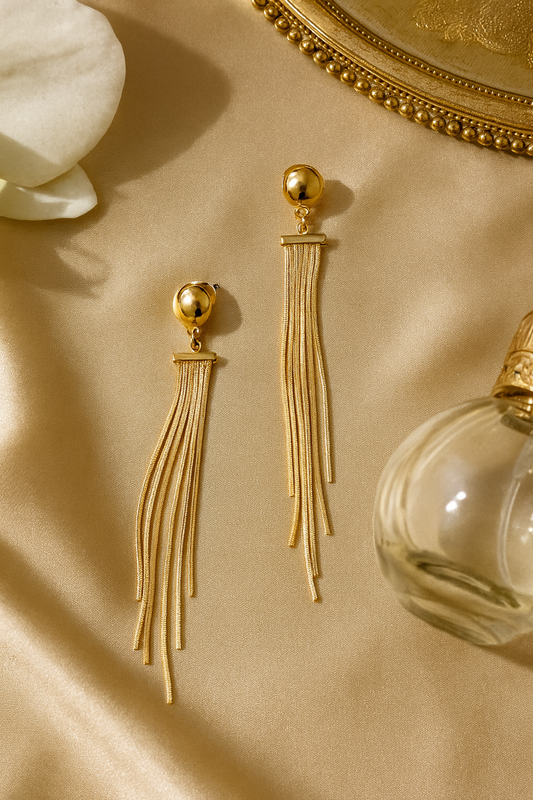 Gold Long Tassel Earrings for Women