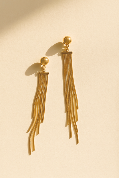 Gold Long Tassel Earrings for Women