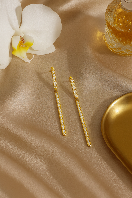 Long Gold Drop Earrings for Women