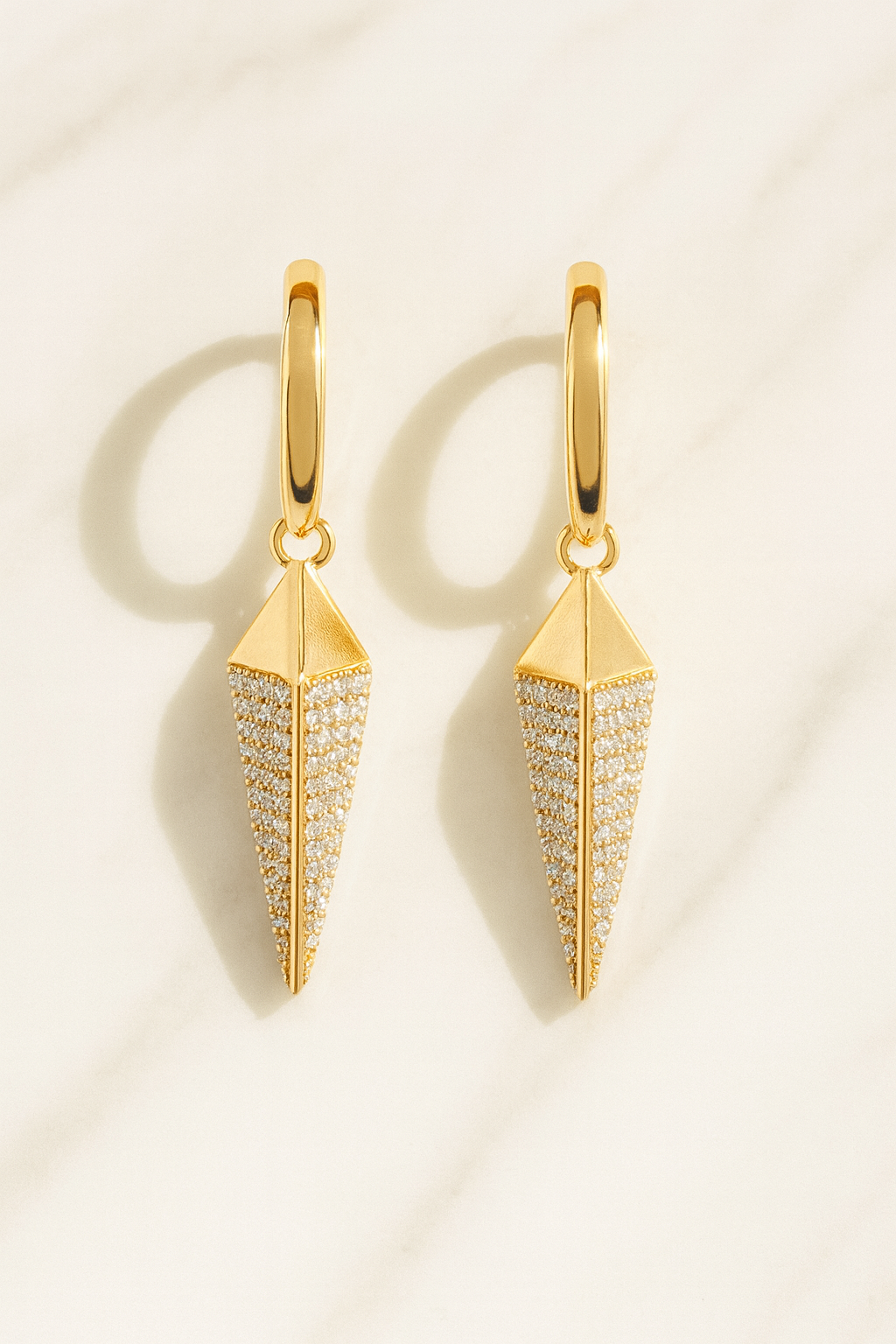 AD Studded Geometric Drop Earrings