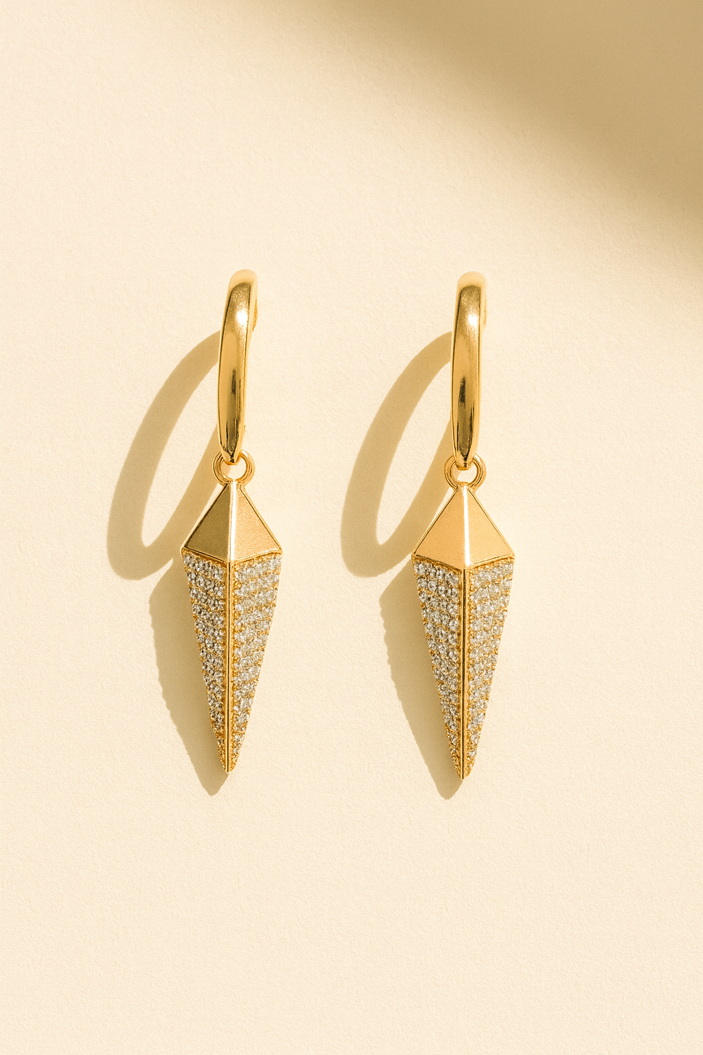 AD Studded Geometric Drop Earrings