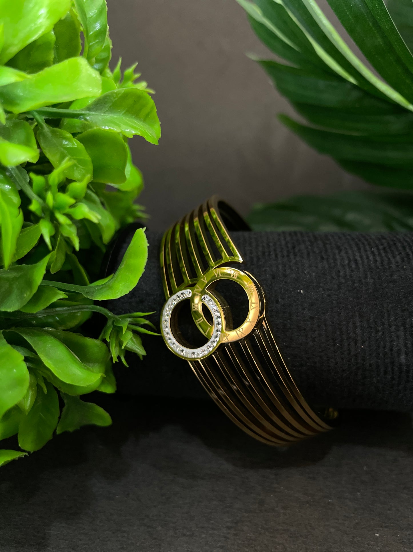 Roman Numeral Interlock Cuff Bracelet